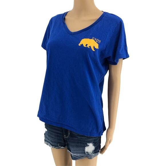 Port & Company LARGE Blue CSPS Project Bear Short Sleeve Tee Shirt T-Shirt - Picture 1 of 5